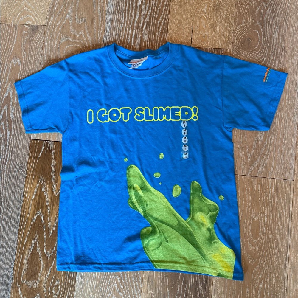 Nickelodeon Suites Resort 'I Got Slimed' T Shirt Blue Sz medium NWOT Gildan 2011